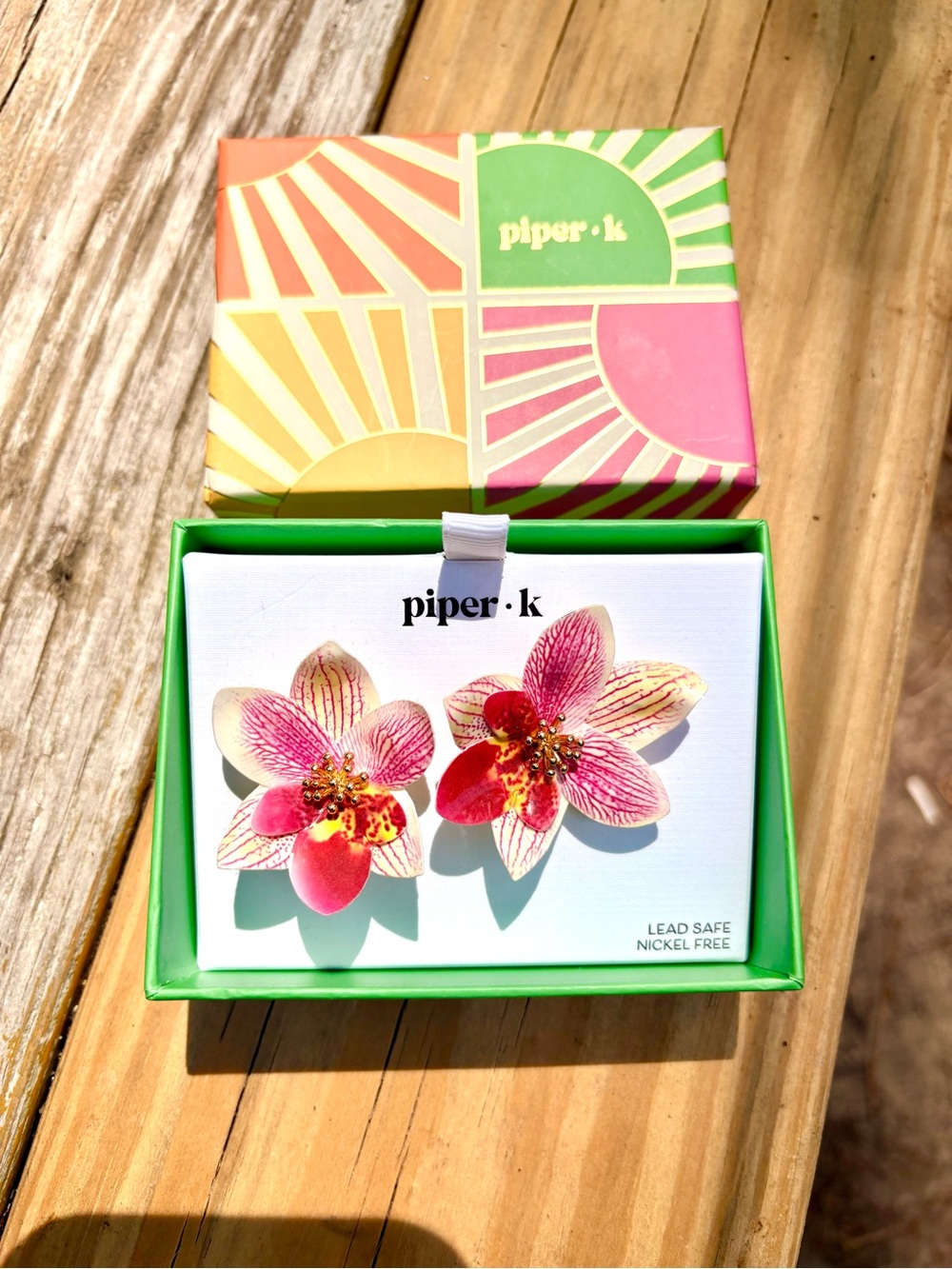 piper•k Pink Orchid Floral Hibiscus Stud Earrings